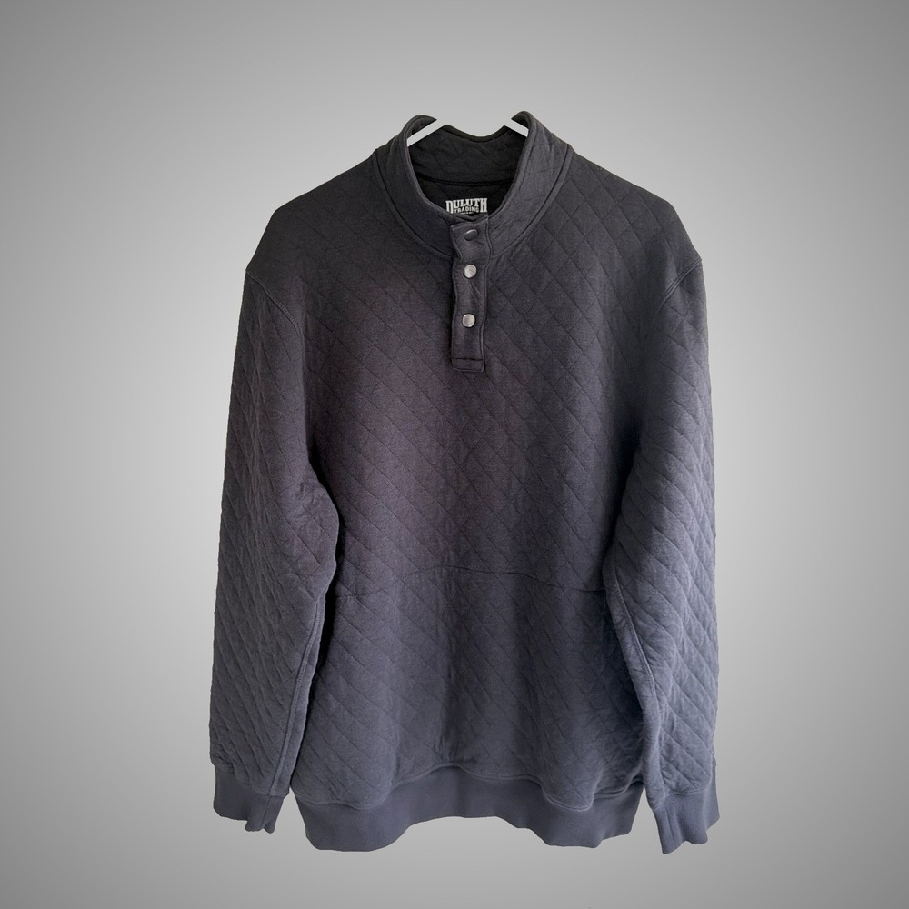 Duluth Trading Co Blue 1/4 Snap -Quilted Pullover  Men's Size L Cotton‎ Blend
